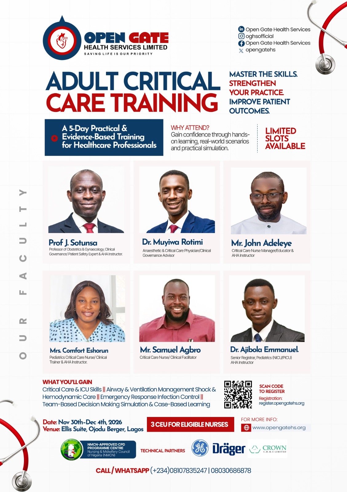 Adult Critical Care Training flyer